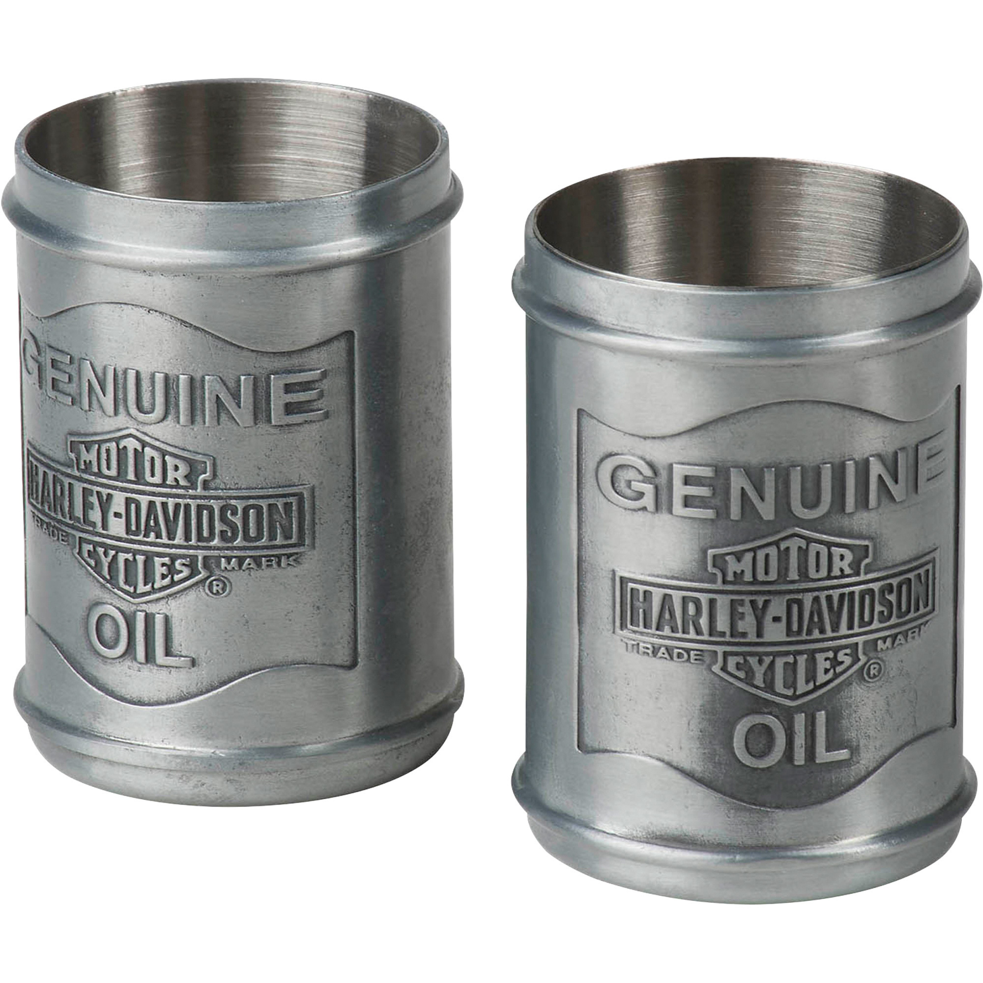 Harley-Davidson Oil Can Pewter Shot Glasses, Set of 2, 2.3oz. Ea., Model# HDL-18805